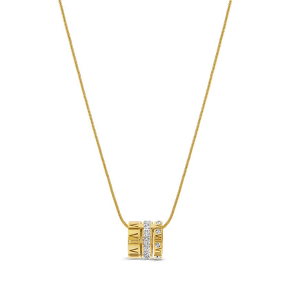 Triple Stack Ring Necklace - Gold Tone