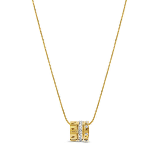 Triple Stack Ring Necklace - Gold Tone