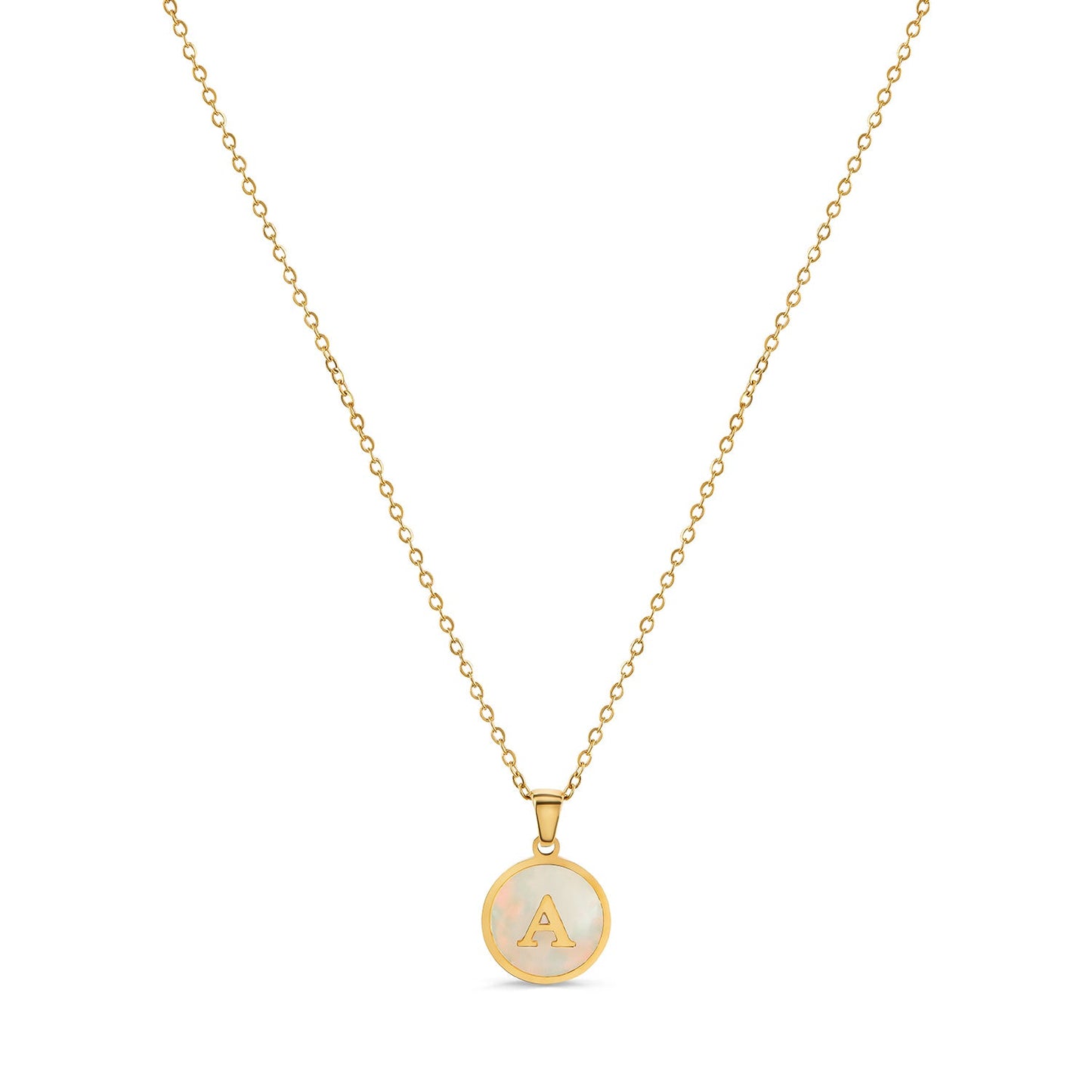 Marble Initial Necklace - Gold Tone