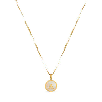 Marble Initial Necklace - Gold Tone