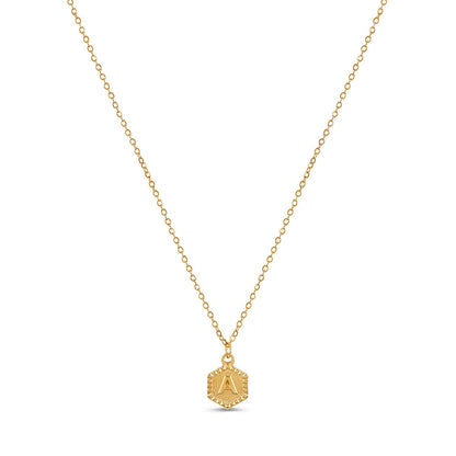 Hex Initial Necklace - Gold Tone