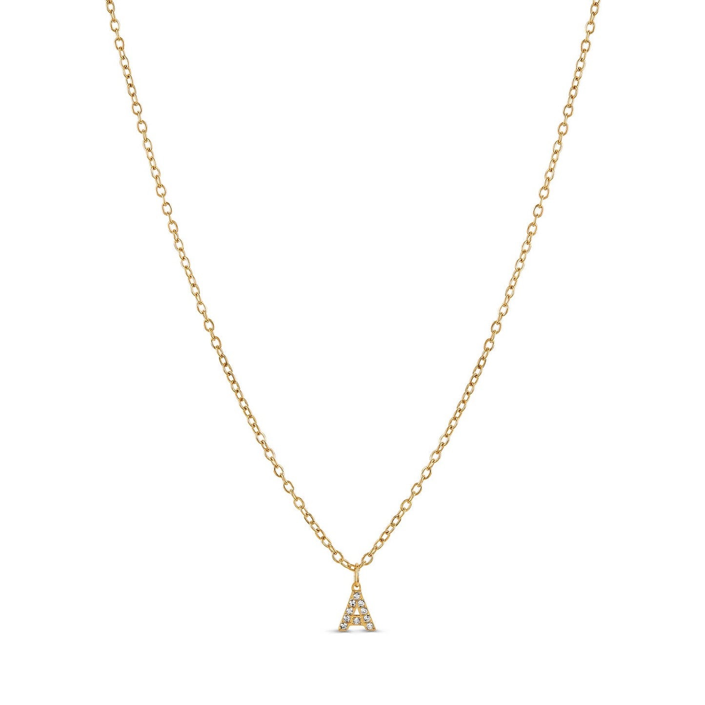 Stone Initial Necklace - Gold Tone