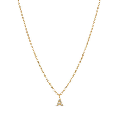 Stone Initial Necklace - Gold Tone