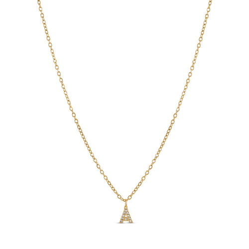 Stone Initial Necklace - Gold Tone