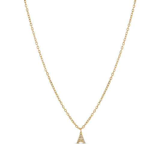 Stone Initial Necklace - Gold Tone