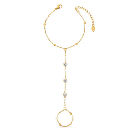 Stone Hand Chain - Gold Tone