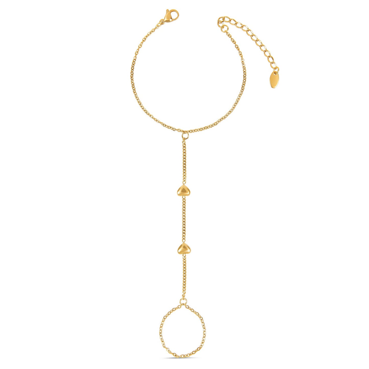 Hearts Hand Chain - Gold Tone