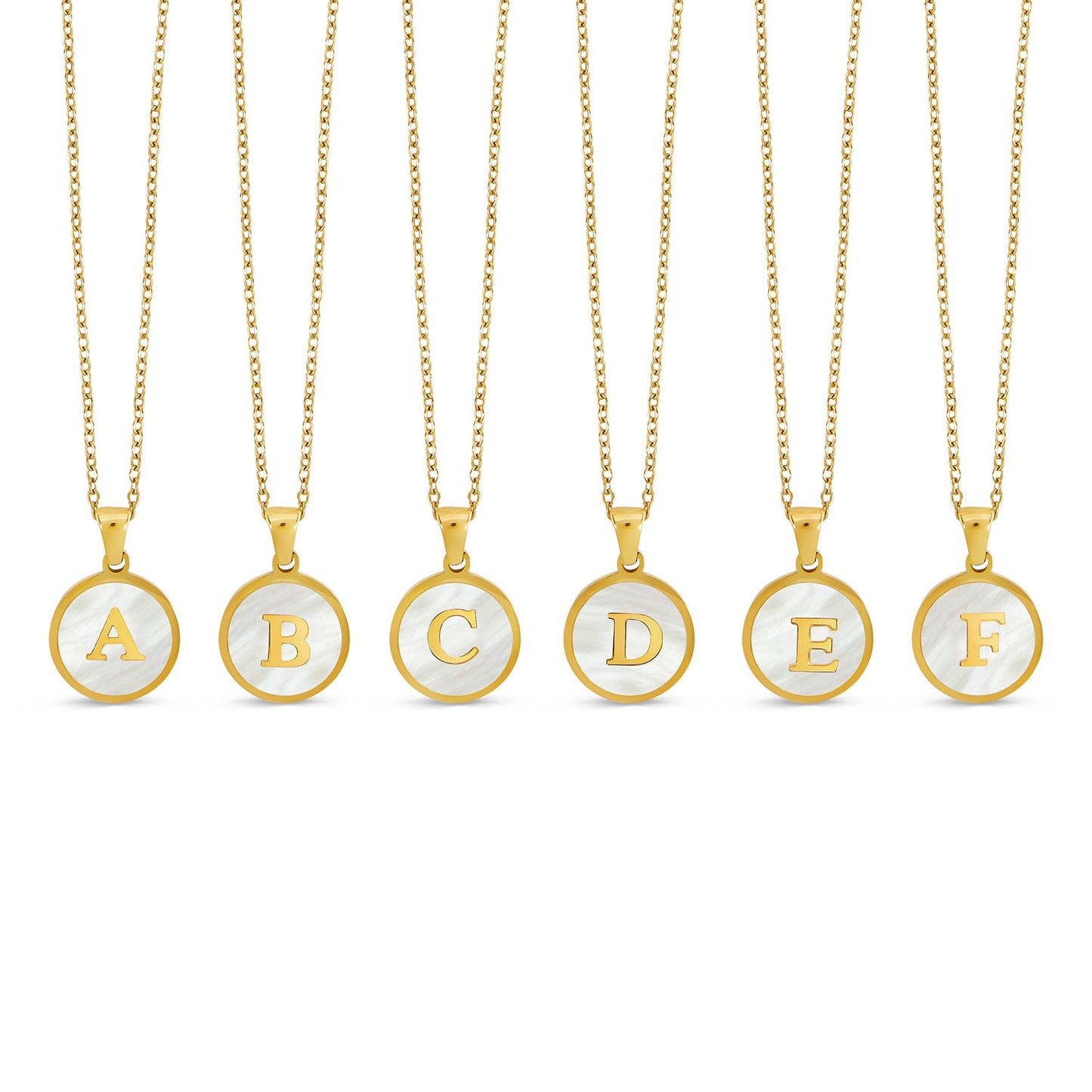 Marble Initial Necklace - Gold Tone