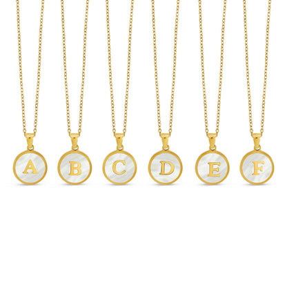 Marble Initial Necklace - Gold Tone