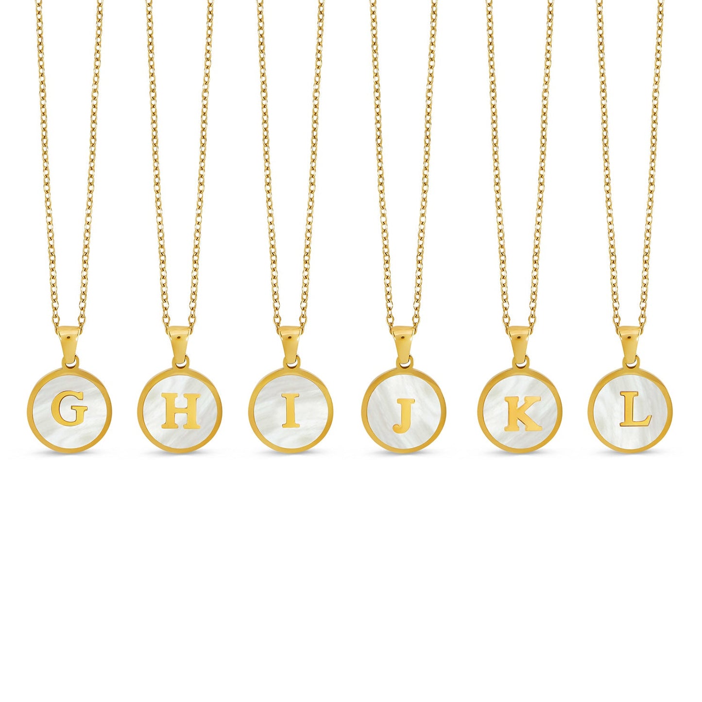 Marble Initial Necklace - Gold Tone
