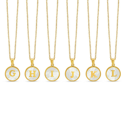 Marble Initial Necklace - Gold Tone
