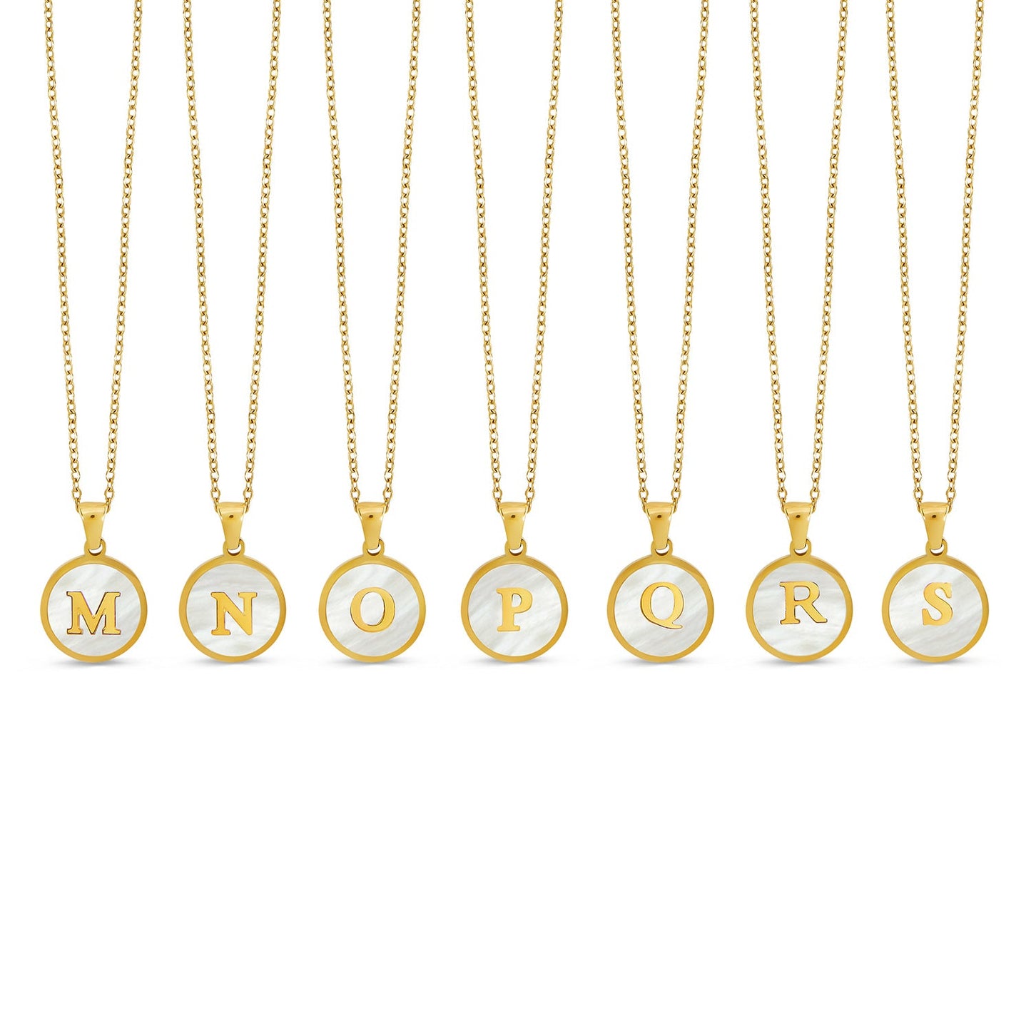 Marble Initial Necklace - Gold Tone