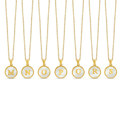 Marble Initial Necklace - Gold Tone