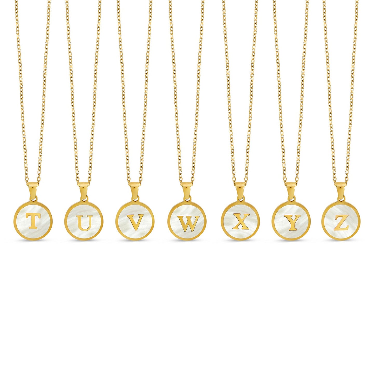 Marble Initial Necklace - Gold Tone