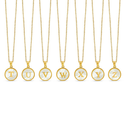 Marble Initial Necklace - Gold Tone