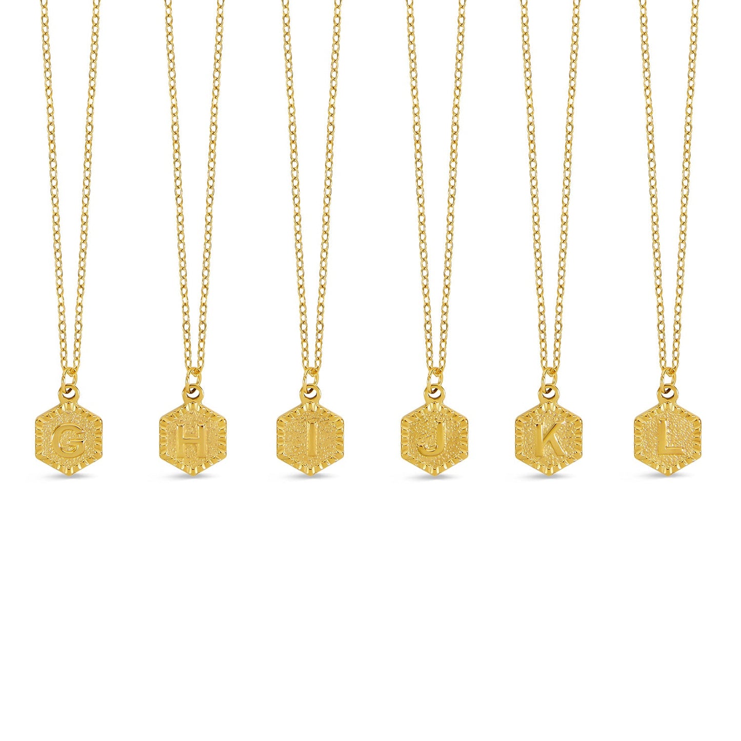 Hex Initial Necklace - Gold Tone