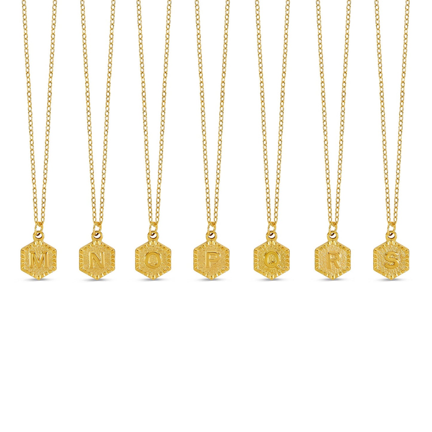 Hex Initial Necklace - Gold Tone