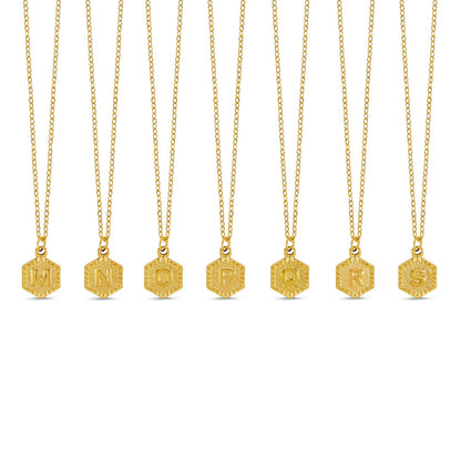 Hex Initial Necklace - Gold Tone