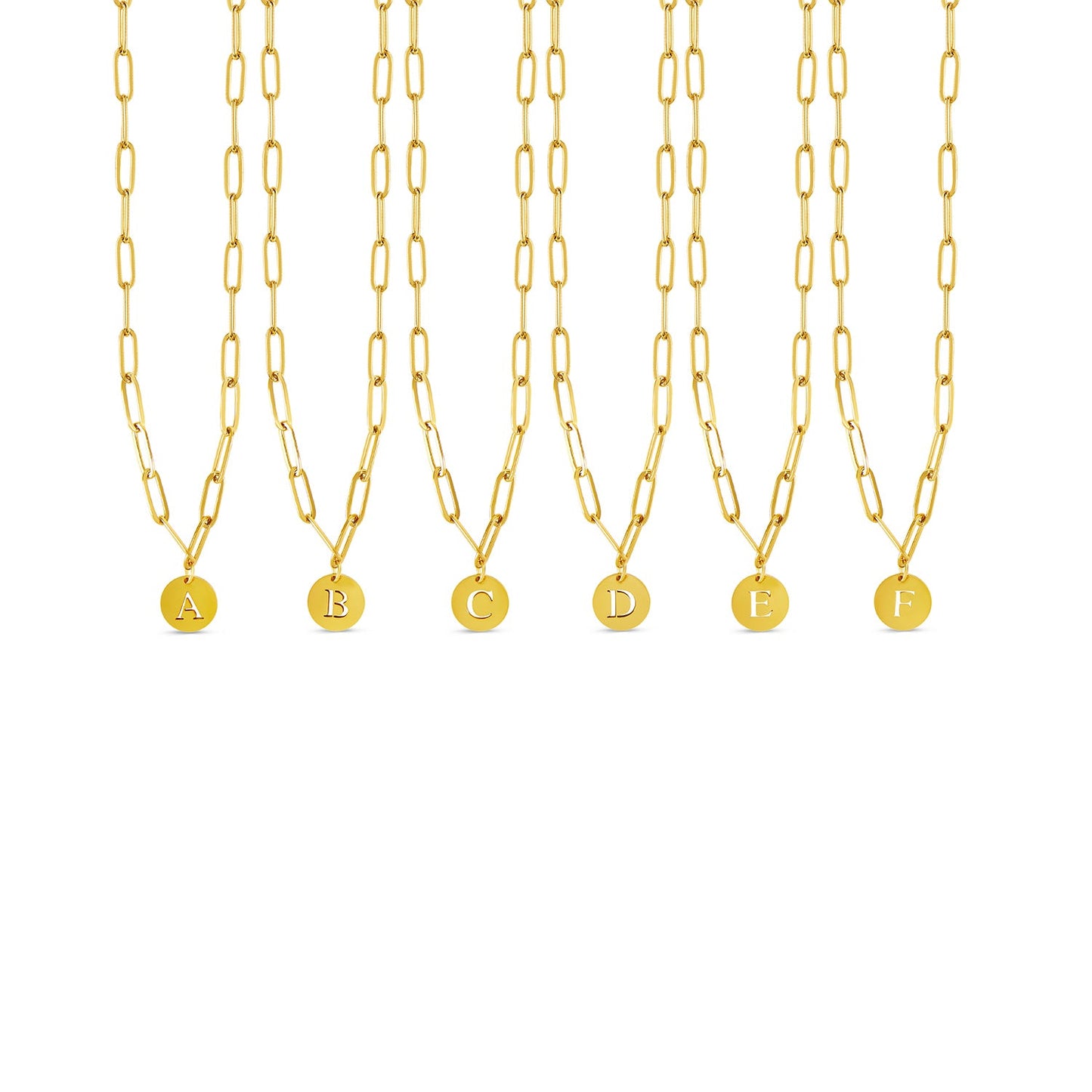 Engraved Clip Chain Initial Necklace - Gold Tone