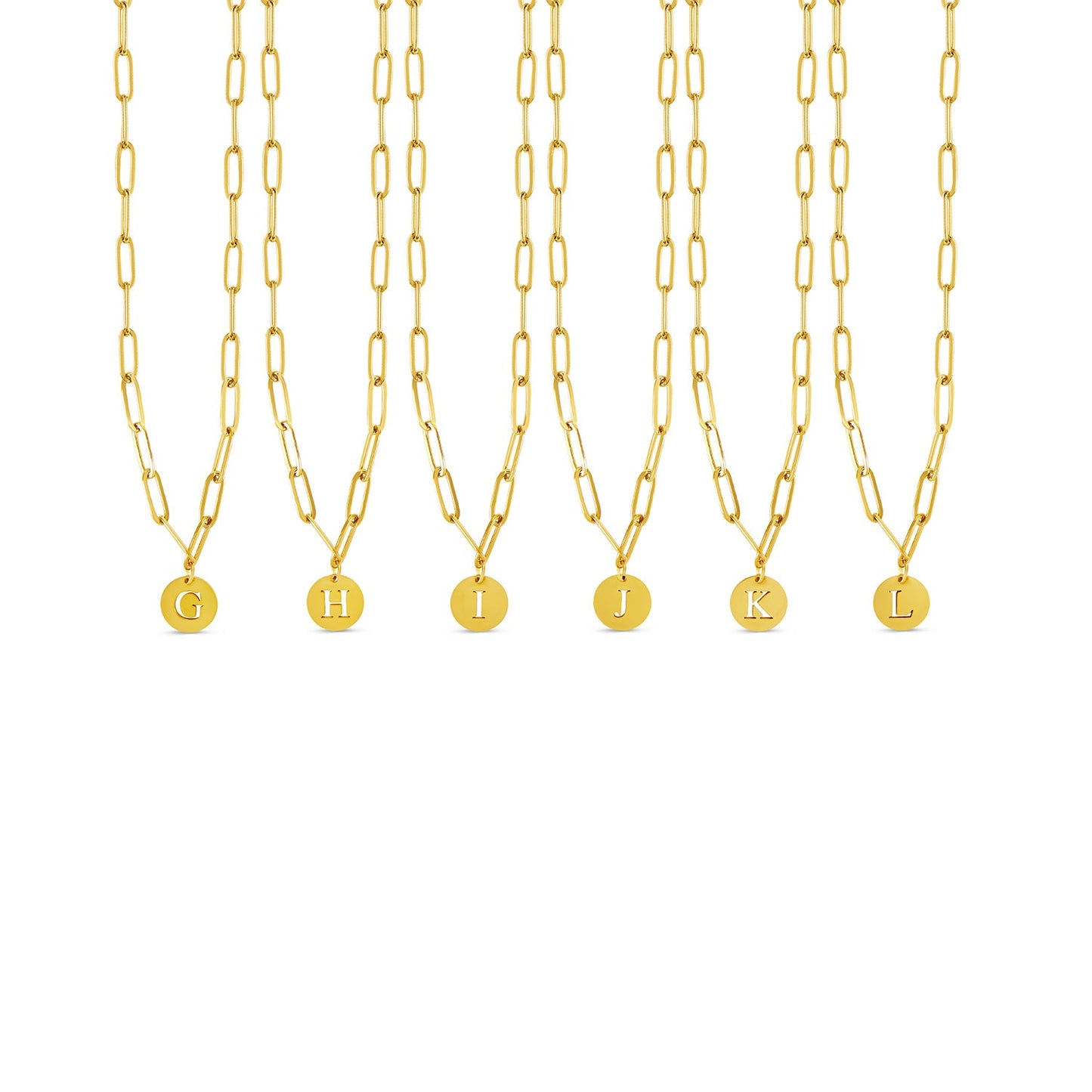 Engraved Clip Chain Initial Necklace - Gold Tone
