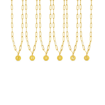 Engraved Clip Chain Initial Necklace - Gold Tone