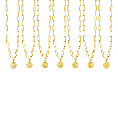 Engraved Clip Chain Initial Necklace - Gold Tone