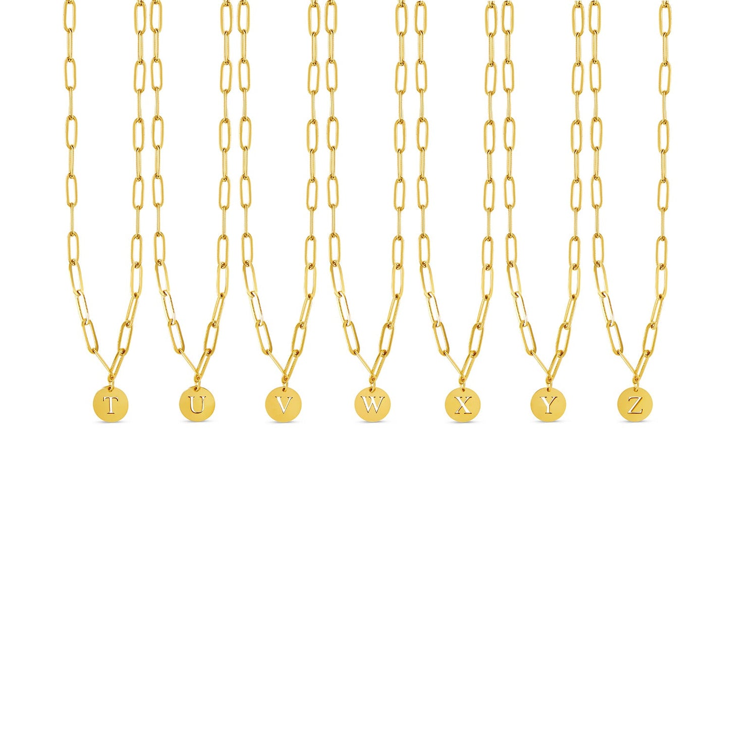 Engraved Clip Chain Initial Necklace - Gold Tone