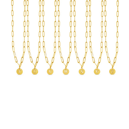 Engraved Clip Chain Initial Necklace - Gold Tone