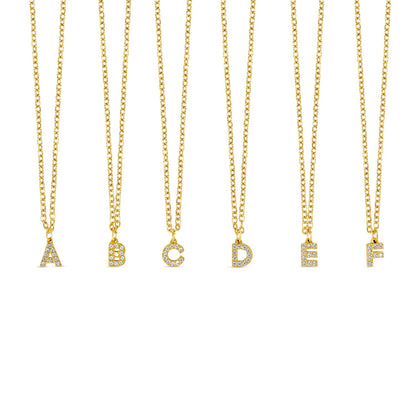 Stone Initial Necklace - Gold Tone
