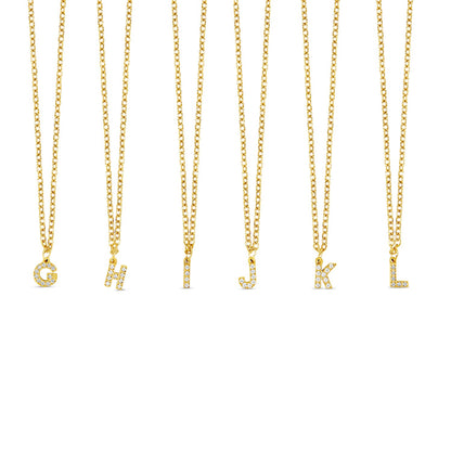 Stone Initial Necklace - Gold Tone