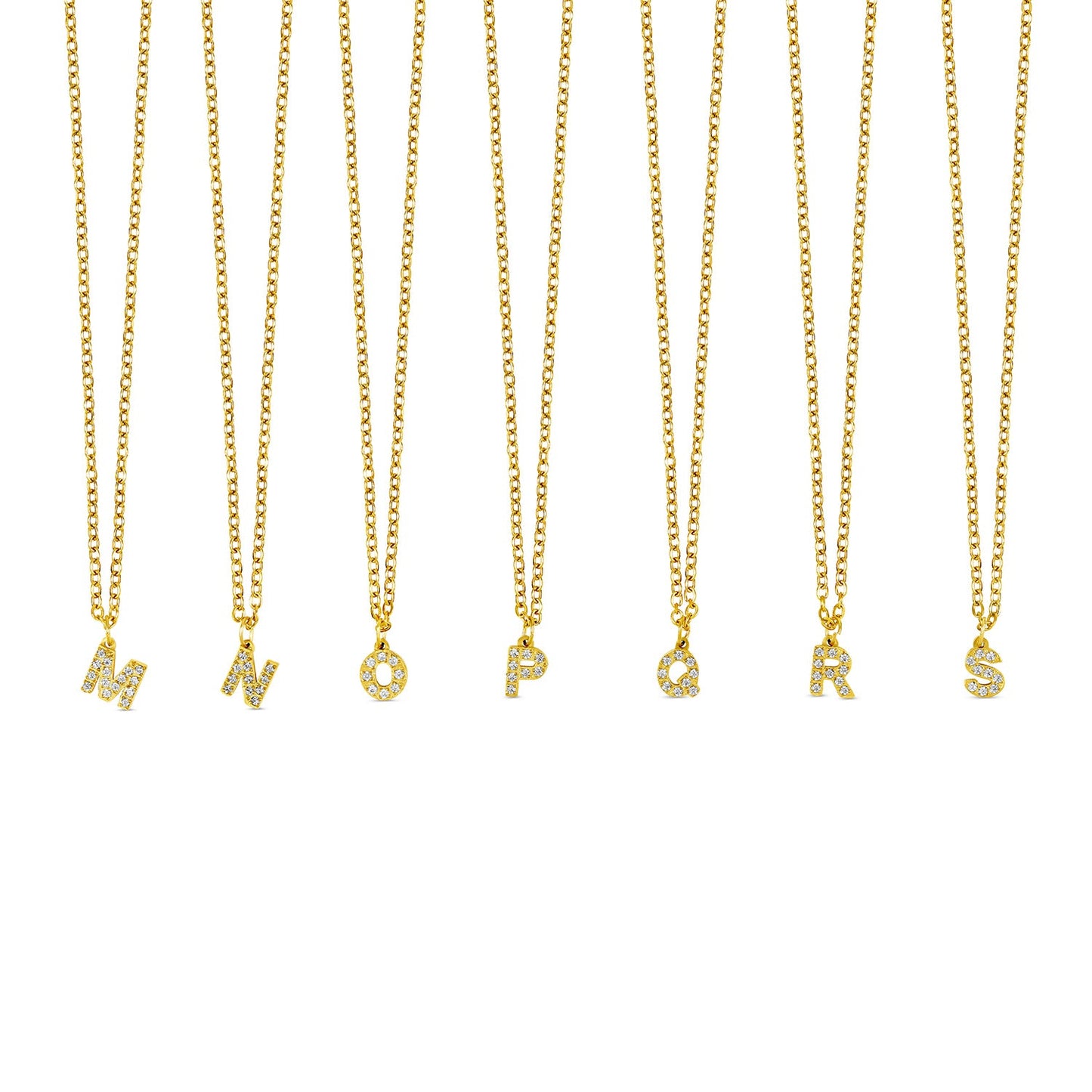 Stone Initial Necklace - Gold Tone