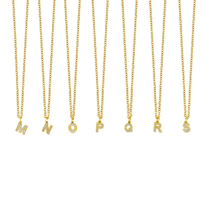 Stone Initial Necklace - Gold Tone