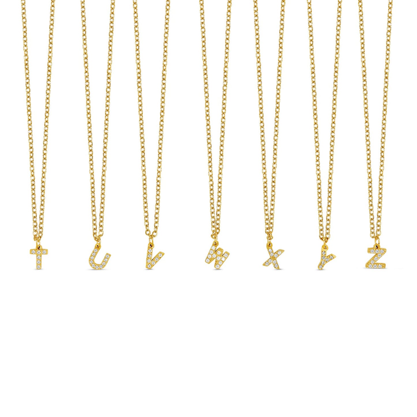 Stone Initial Necklace - Gold Tone