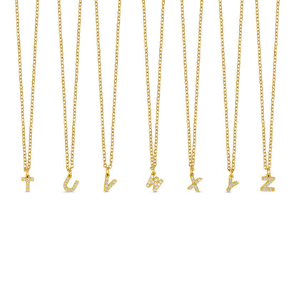 Stone Initial Necklace - Gold Tone
