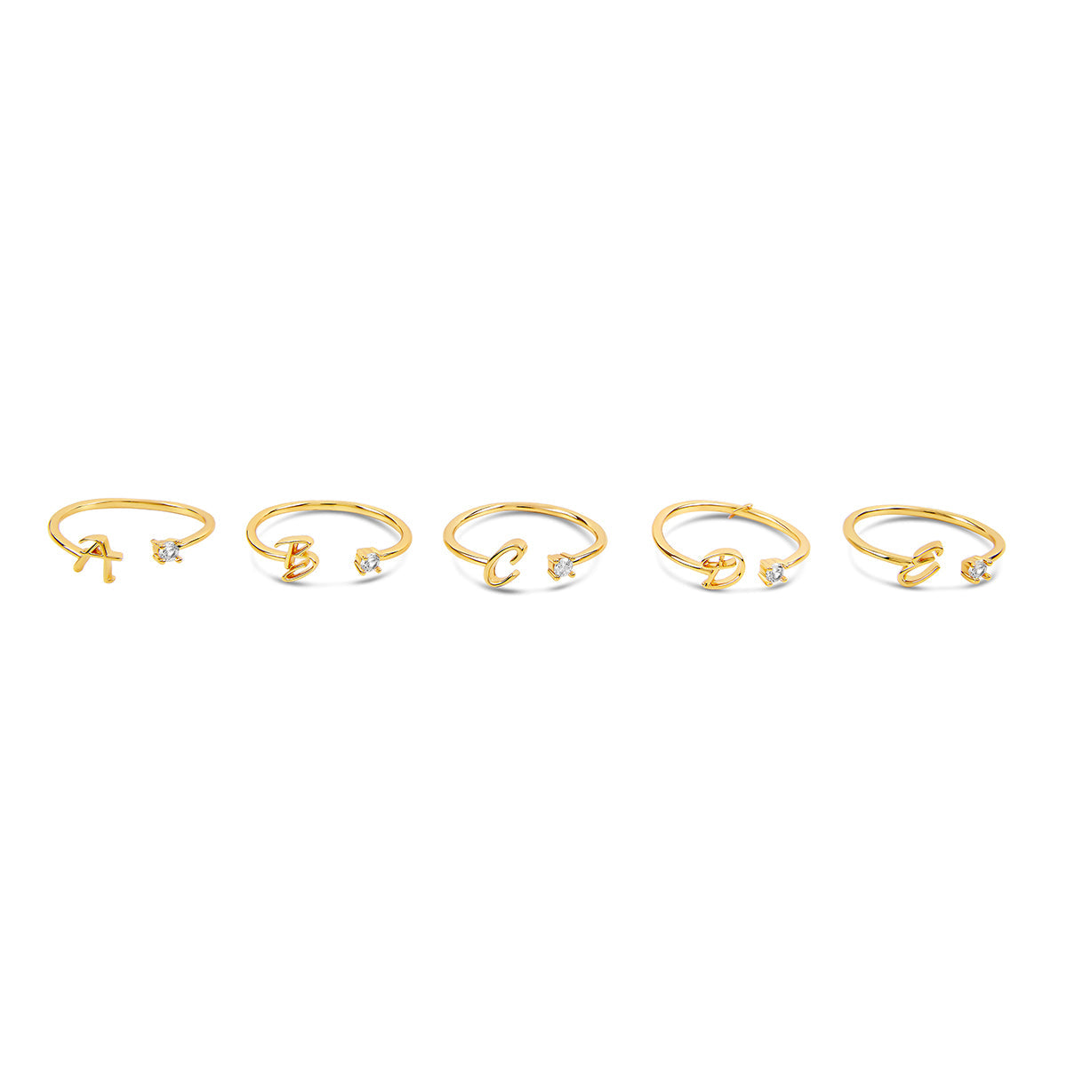 Scripture Stone Initial Adjustable Ring - Gold Tone