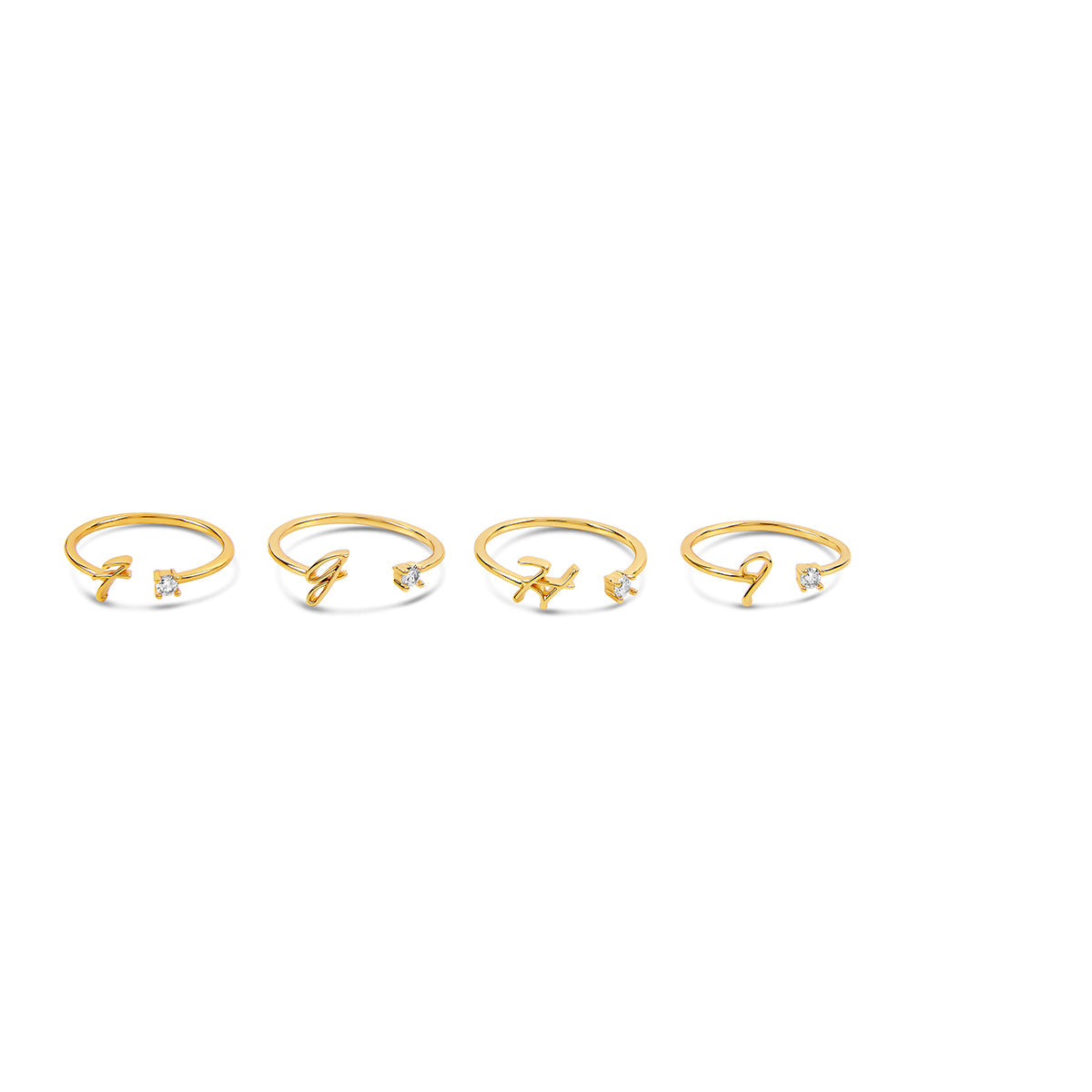 Scripture Stone Initial Adjustable Ring - Gold Tone