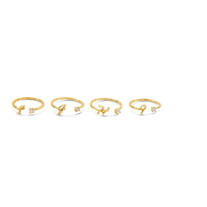 Scripture Stone Initial Adjustable Ring - Gold Tone