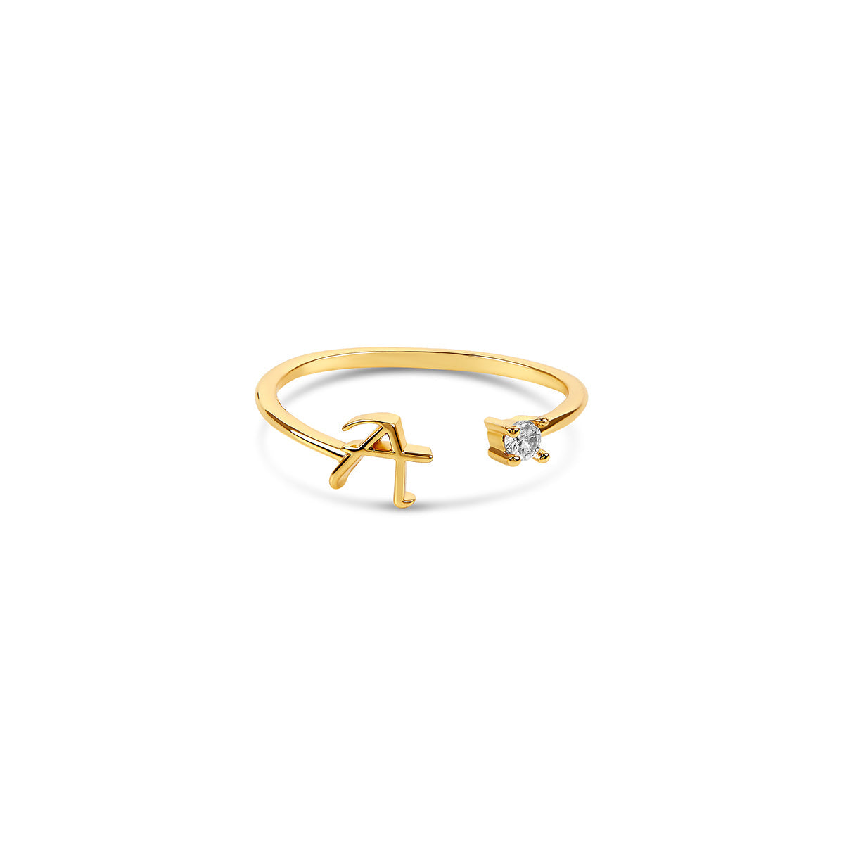 Scripture Stone Initial Adjustable Ring - Gold Tone