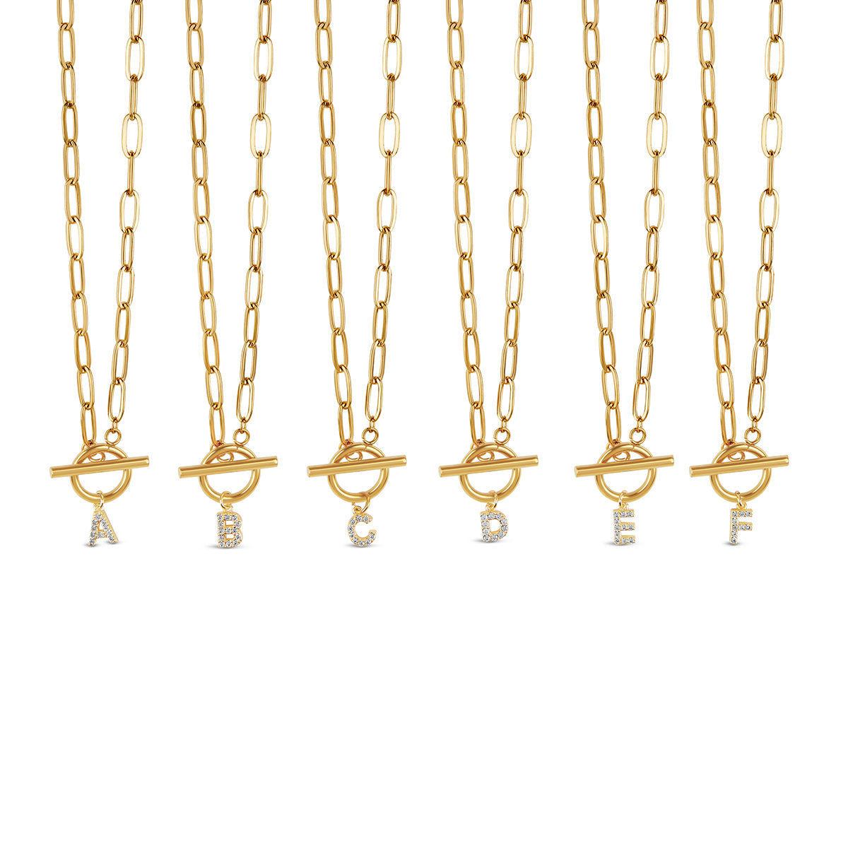 Stone Initial Toggle Necklace - Gold Tone