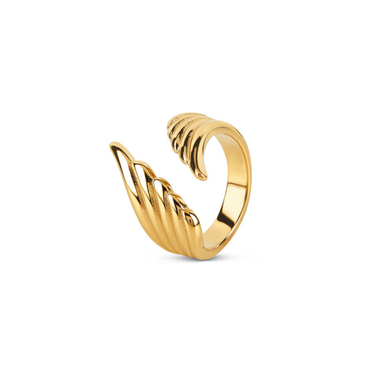 Celestial Wing Adjustable Wrap Ring - Gold Tone