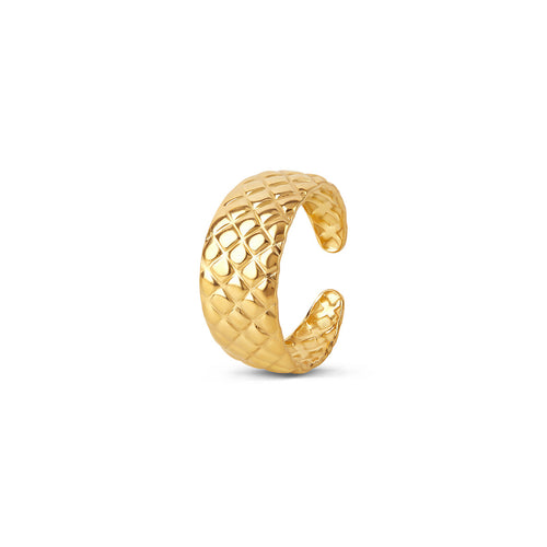 Woven Shine Adjustable Ring - Gold Tone
