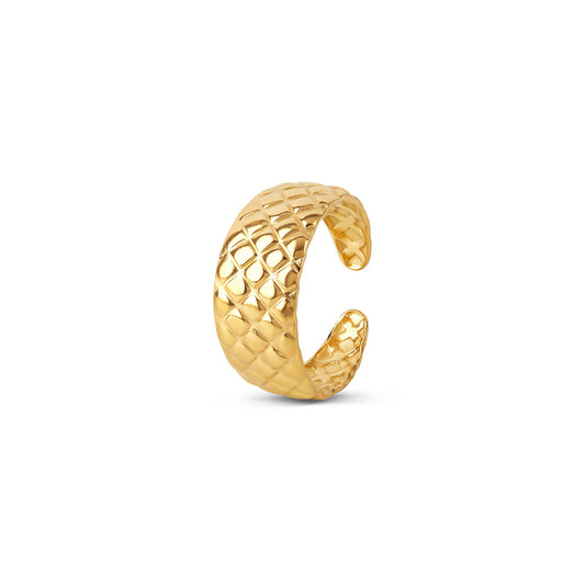 Woven Shine Adjustable Ring - Gold Tone
