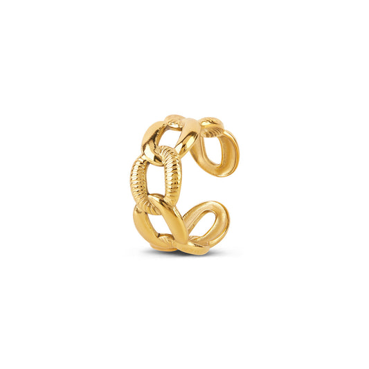 Linked Adjustable Ring - Gold Tone