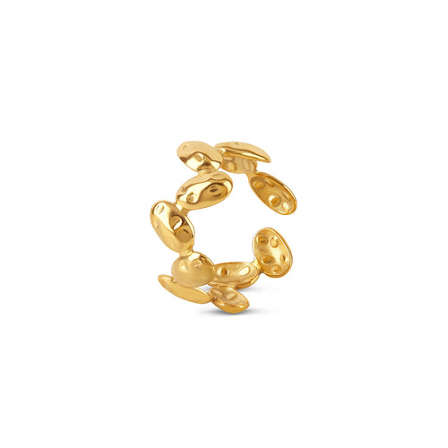 Petal Dot Adjustable Ring - Gold Tone