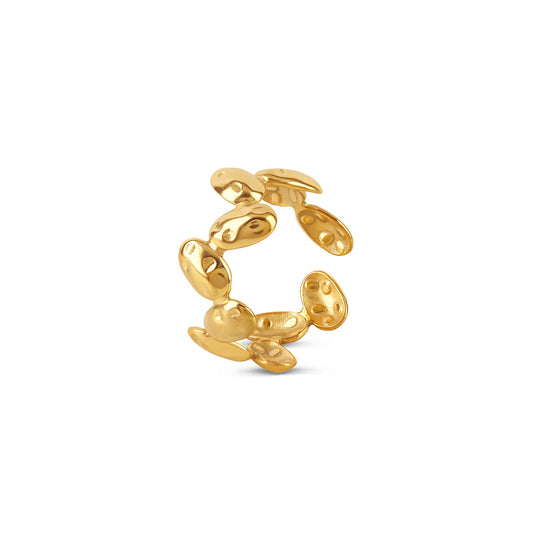 Petal Dot Adjustable Ring - Gold Tone