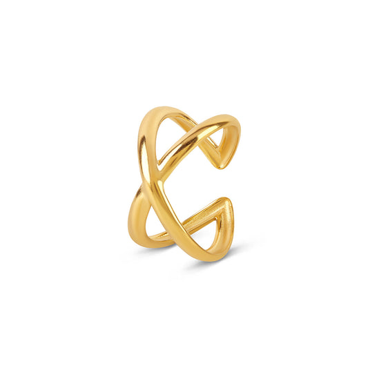 Criss Cross Adjustable Ring - Gold Tone