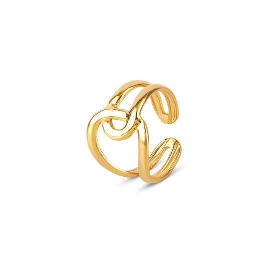 Entwined Adjustable Ring - Gold Tone