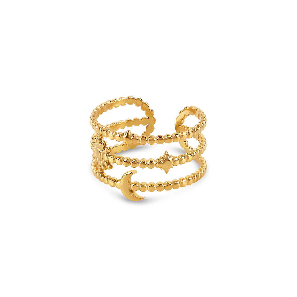 Starlit Lines Adjustable Ring - Gold Tone