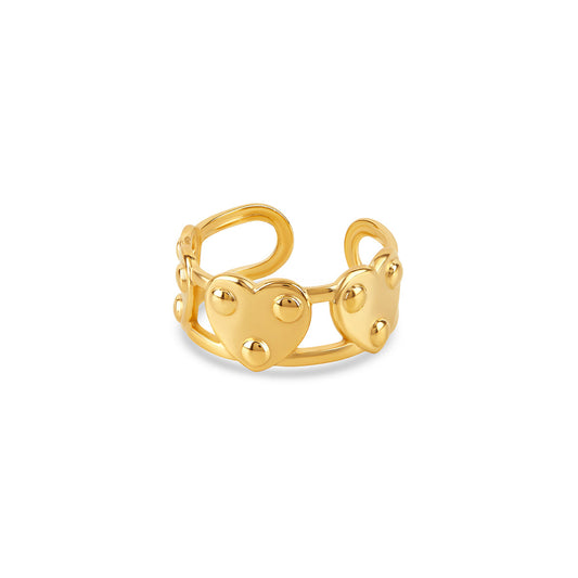 Eternal Heart Adjustable Ring - Gold Tone