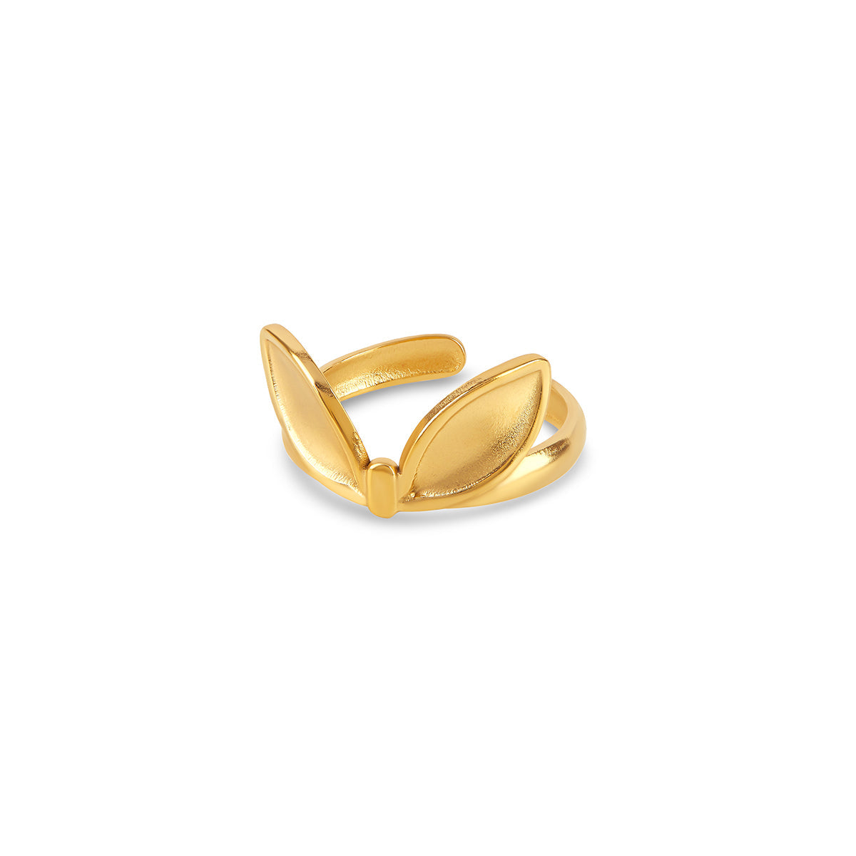 Lush Leaf Adjustable Ring - Gold Tone